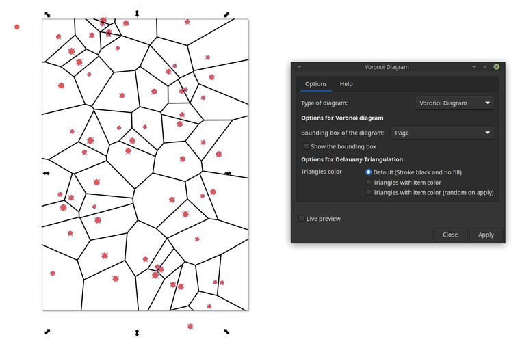 Extension settings for creating a cellular Voronoi pattern from selected objects