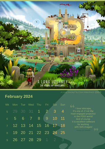 Inkscape calendar February 2024: „A Long Journey“ by Chris Hildenbrand (License: CC-By-SA 4.0) – Preview