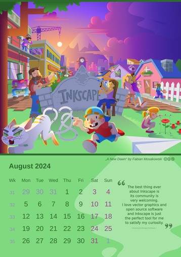 Inkscape calendar August 2024: „A New Dawn“ by Fabian Mosakowski (License: CC-By-SA 4.0) – Preview