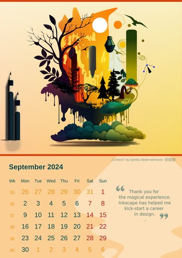 Inkscape calendar September 2024: „Contest“ by Djelita Abderrahmane (License: CC-By-SA 4.0) – Preview